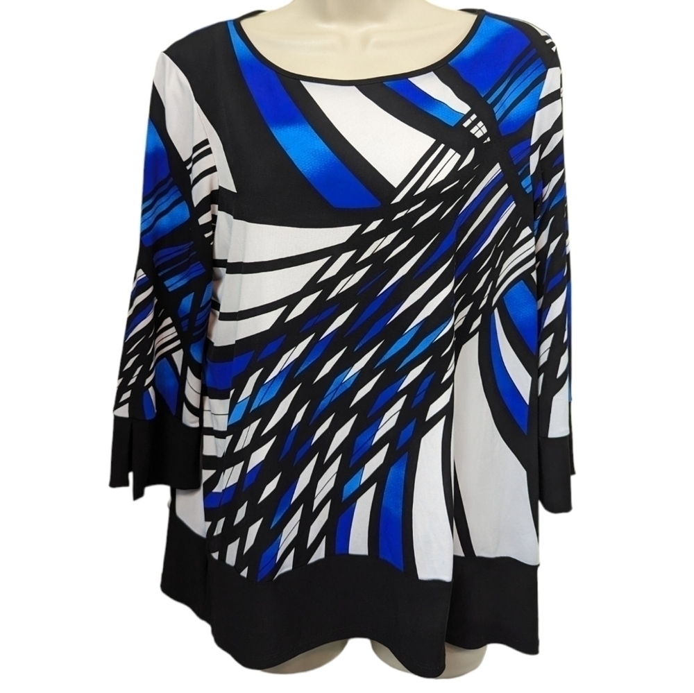Bali Liquid Knit Abstract Blouse Sz M